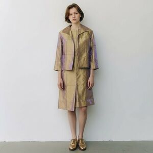 CHANEL Gold and Purple Midi jacket and dress